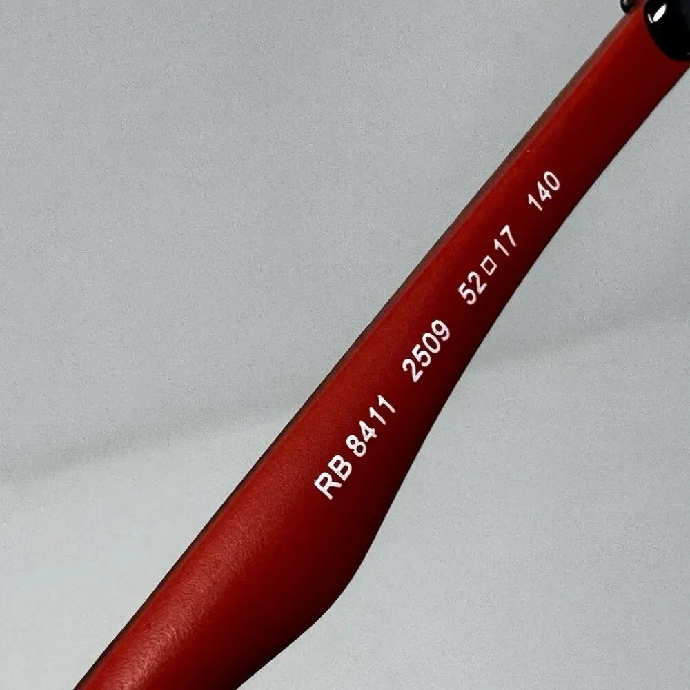 Ray-Ban RB8411 2509 Black Red Semi-Rimless Eyeglass Frames 52-17-140
